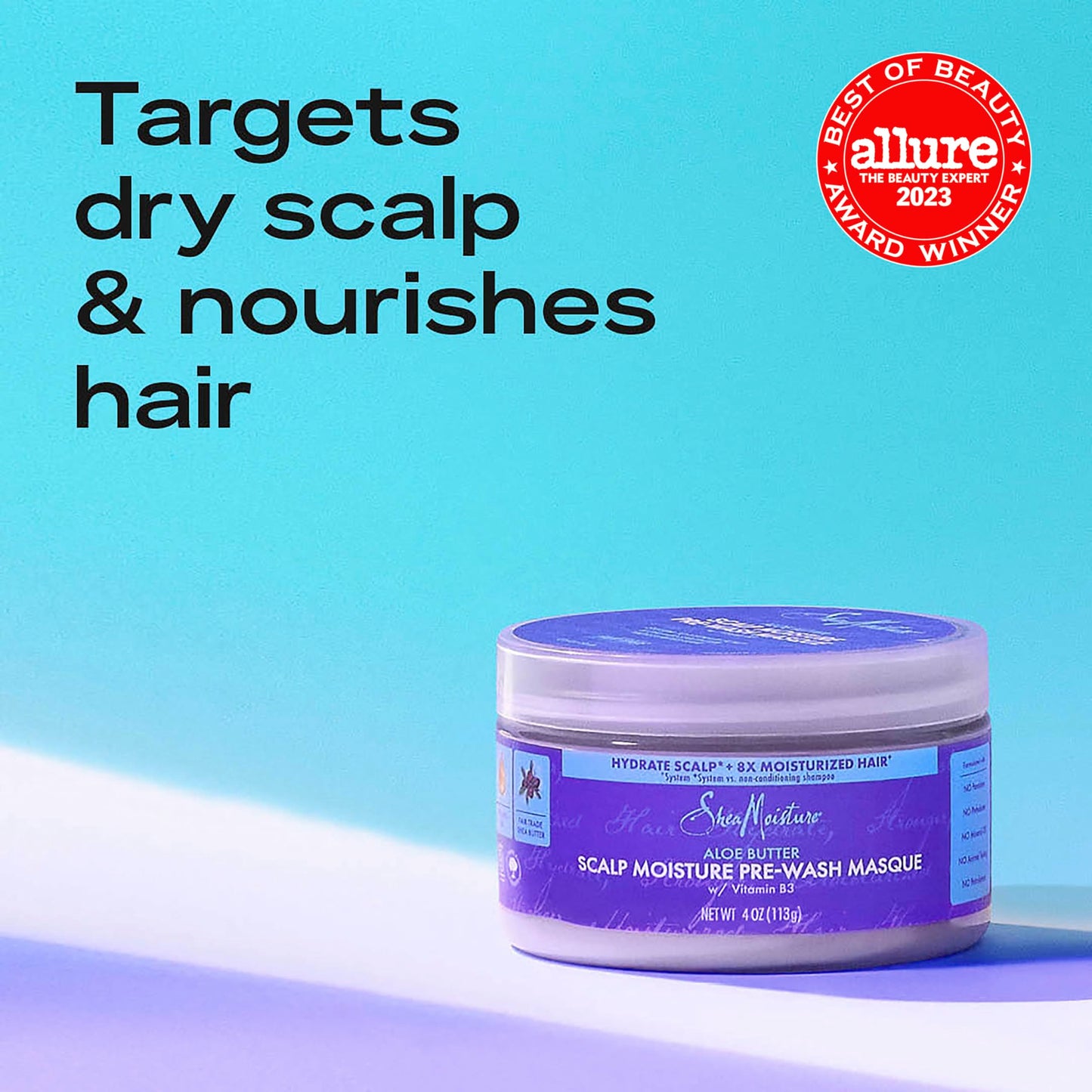 SheaMoisture Aloe Butter & Vitamin B3 Pre-Wash Masque - Boosts Hydration for Moisturized Hair and Scalp 4oz