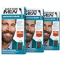 Just For Men Mustache & Beard, Beard Coloring for Gray Hair with Brush, With Keratin Biotin Aloe and Coconut Oil for Healthy Facial Hair - Medium-Dark