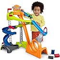 Fisher-Price Little People Toddler Toy Hot Wheels Spiral Stunt Speedway Race Track Playset with 2 Cars for Pretend Play Kids Ages 18+ Months