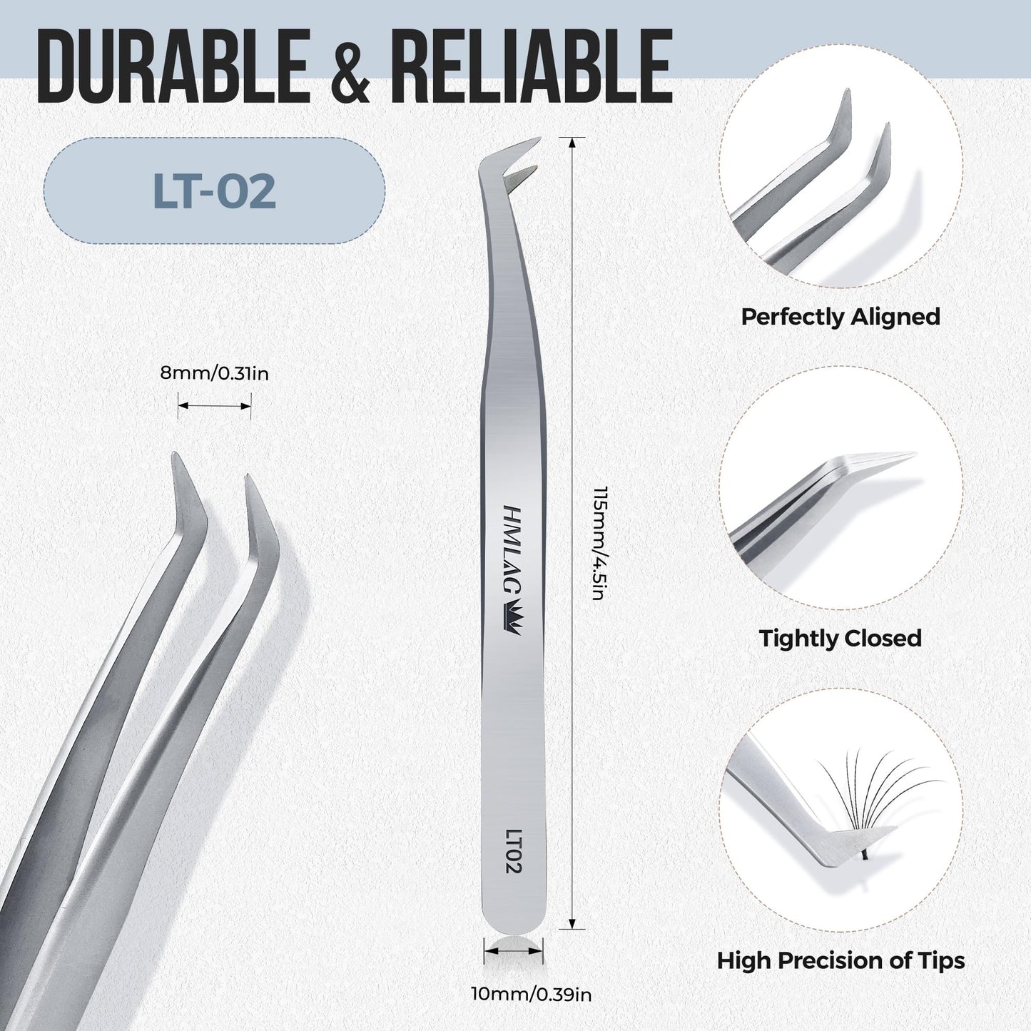 LASHVIEW Lash Tweezer, High Precision Stainless Steel Volume Eyelash Tweezers, Eyelash Extension Tweezers for Profissional Grafting lash Extension