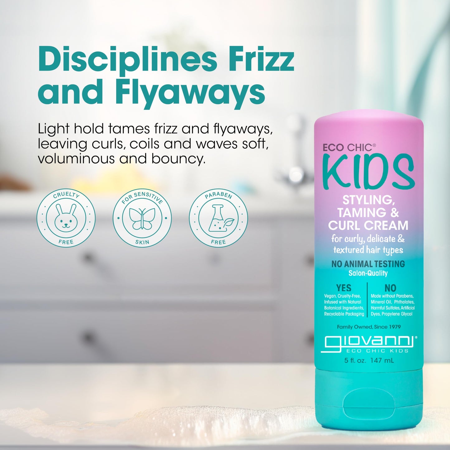 Eco Chic KIDs Styling Taming & Curl Cream - Kids Curl Cream, Curly Hair Products, Long-Lasting and Lightweight, for Delicate And Textured Hair Types