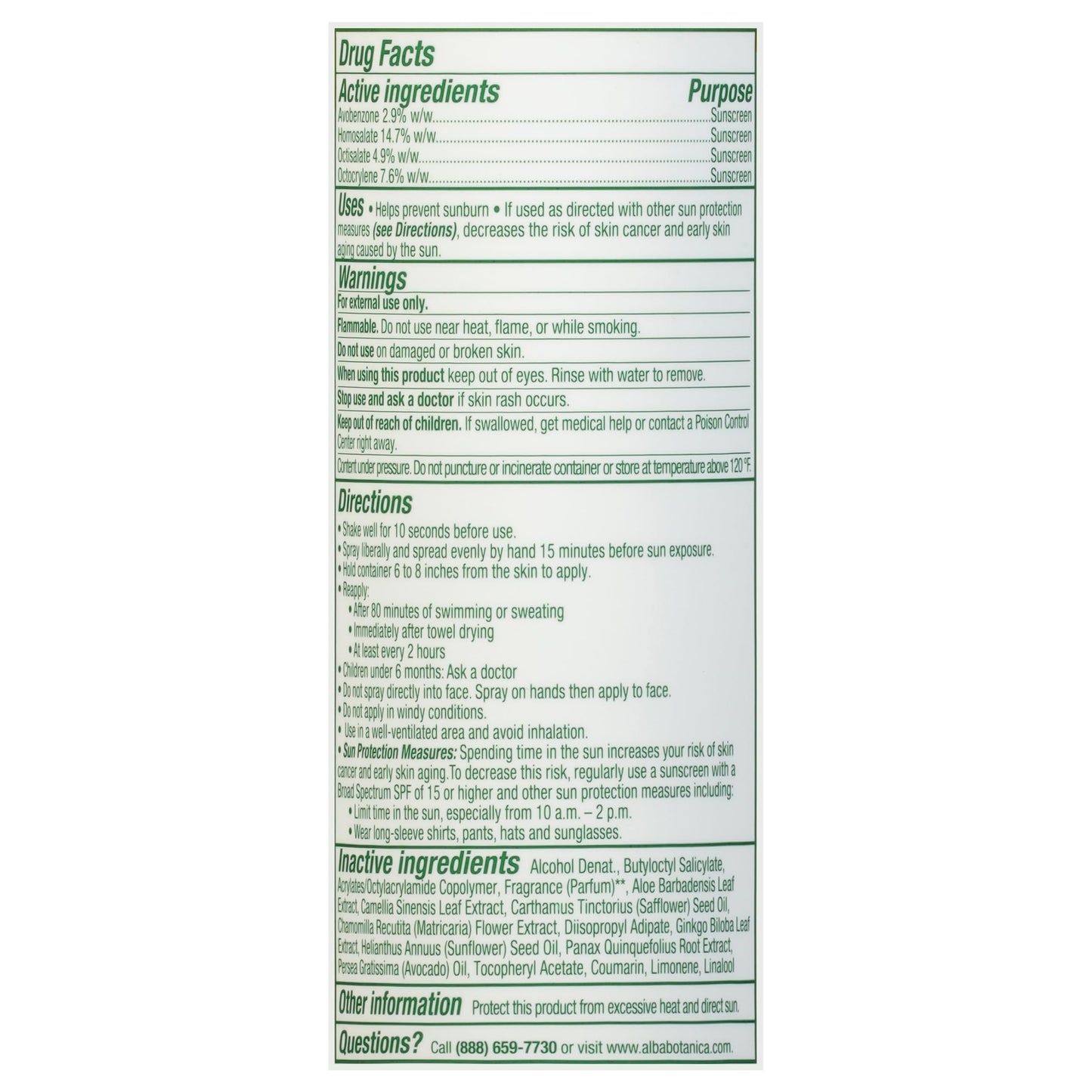 Alba Botanica Hawaiian, Coconut Spray Sunscreen SPF 50 6 oz (Pack of 5)5