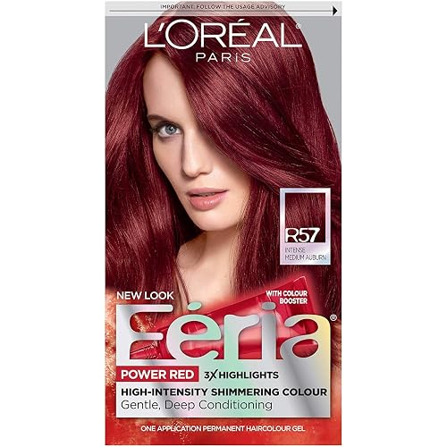 L'Oreal Paris Feria Permanent Haircolor, R57 Intense Medium Auburn 1 ea (Pack of 9)
