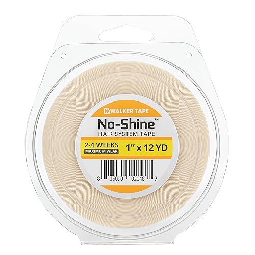 Walker Tape No-Shine Hair System Tape Roll 1" x 12 Yards, Double Sided Wig Adhesive for Lace Systems, Toupees, and Natural Human Extensions, Strong