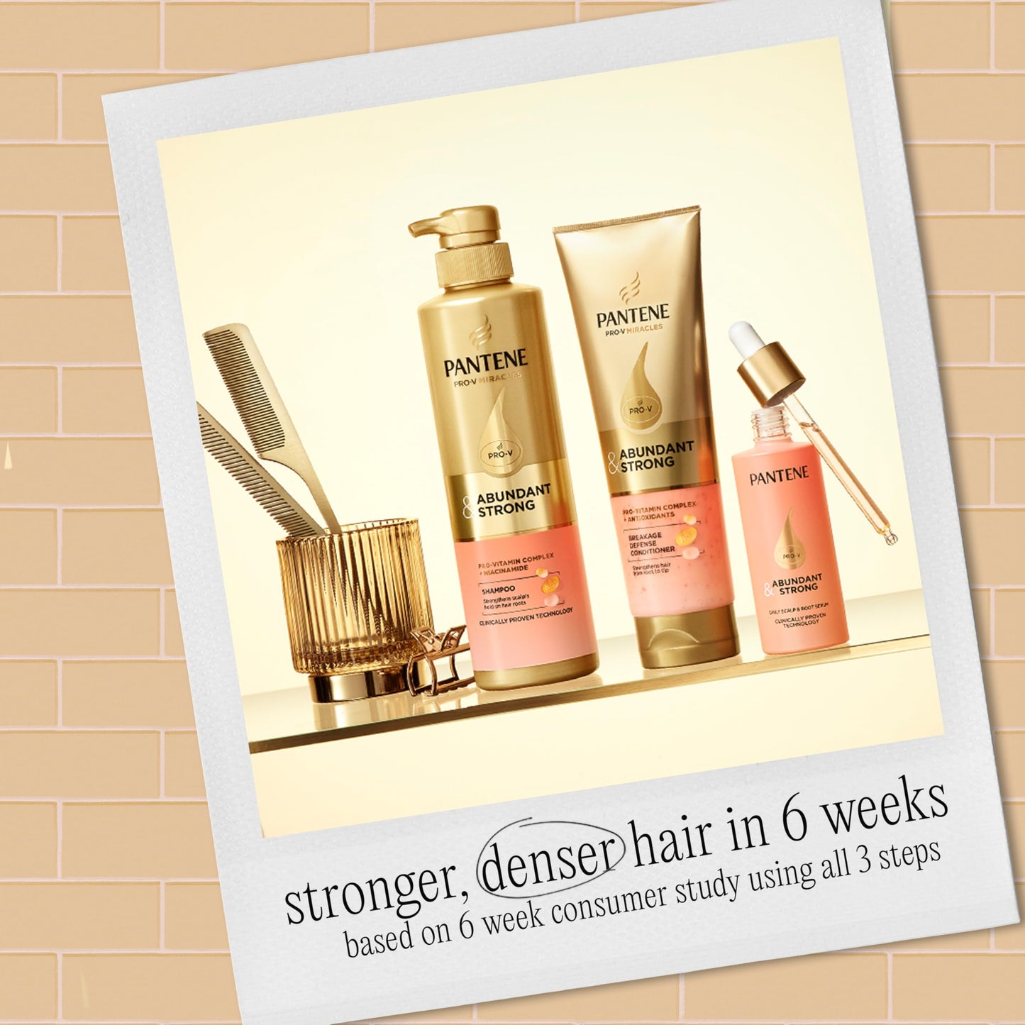 Alix Earle Pantene Abundant & Strong 5-Piece Gift Set - Regimen includes Shampoo (13.5 oz), Conditioner (8 oz), Serum (2 oz) for Hair Loss, Thinning
