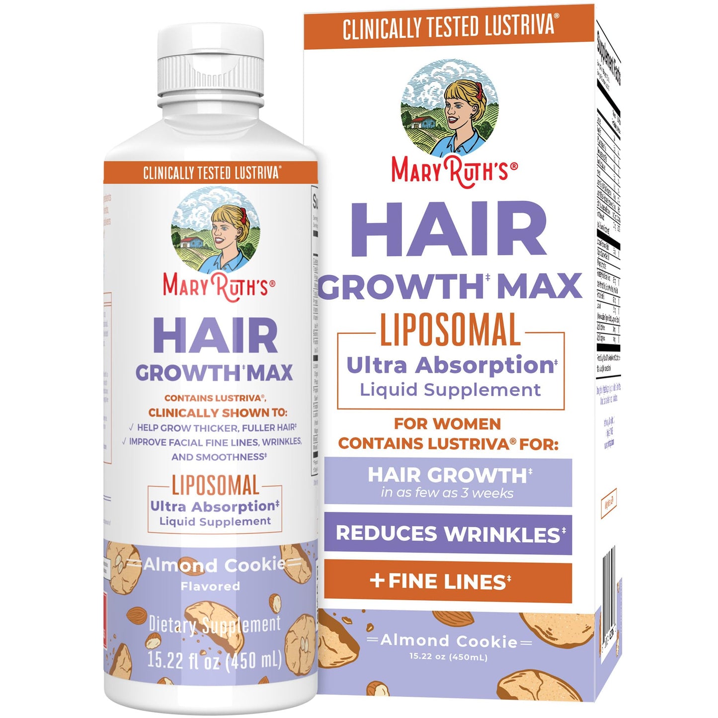 MaryRuth Organics Women's Hair Growth MAX Liposomal | with Lustriva® + Biotin 10000mcg + Pumpkin Seed Oil | Thicker Hair | Hair Care