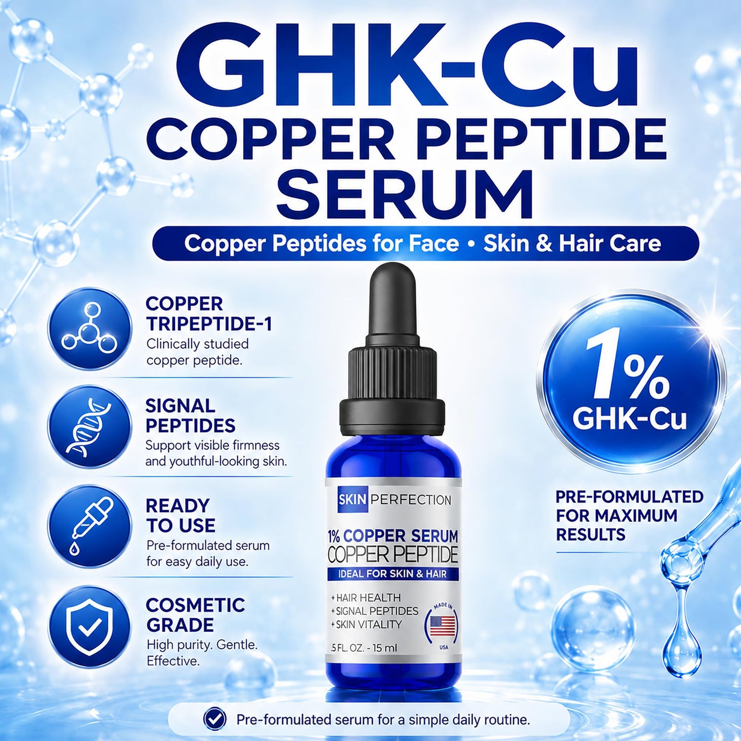 Skin Perfection GHK-Cu Copper Peptide Powder 99.7% Pure, DIY Skincare, 1g Beauty & Personal Care Skin Perfection