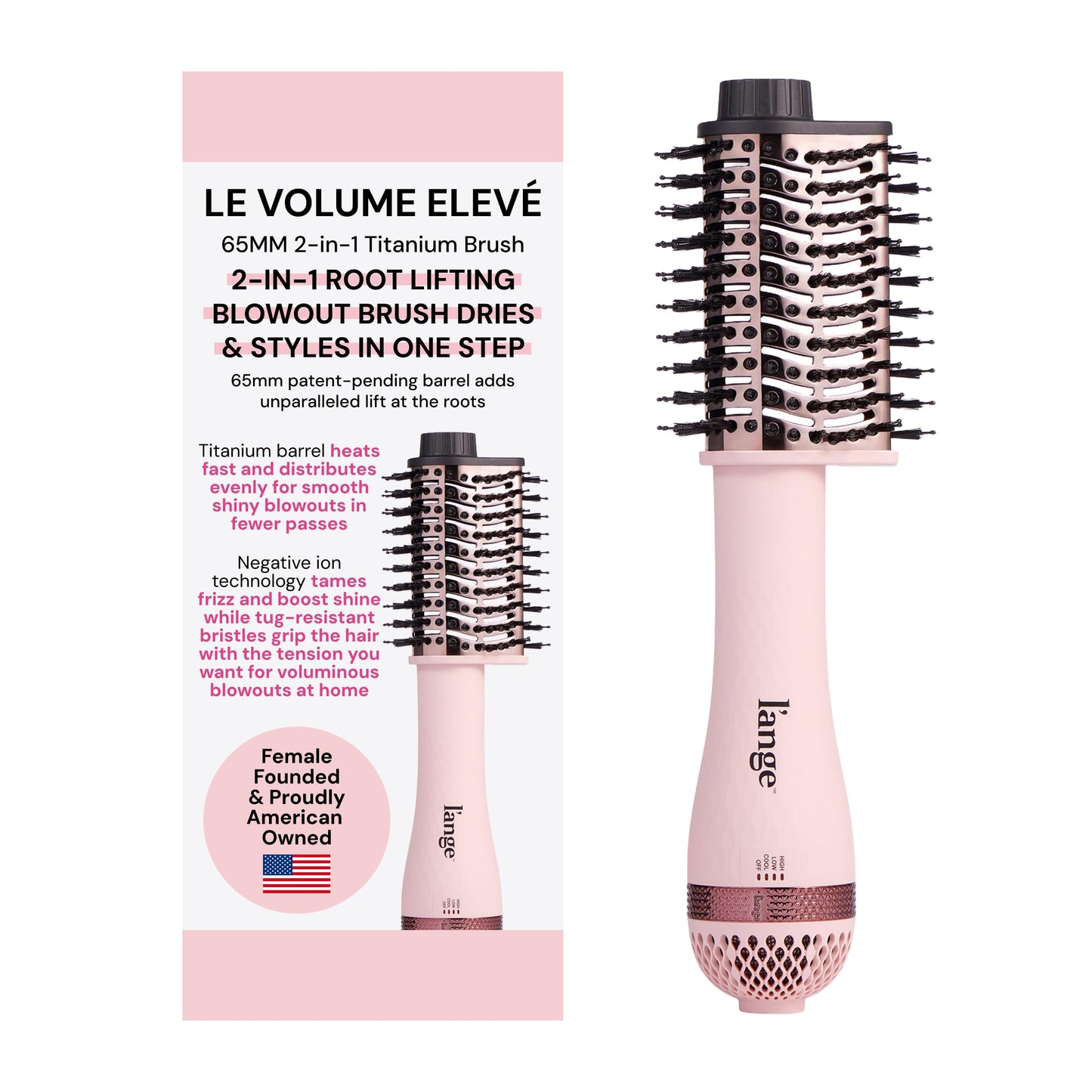 L'ANGE HAIR Le Volume Elevé 65MM 2-in-1 Titanium Brush Dryer | Dry and Style | Unique Teardrop Shape Barrel | 3 Heat Settings | 360° Vented Airflow | Beauty and Personal Care L'ANGE HAIR Default Title