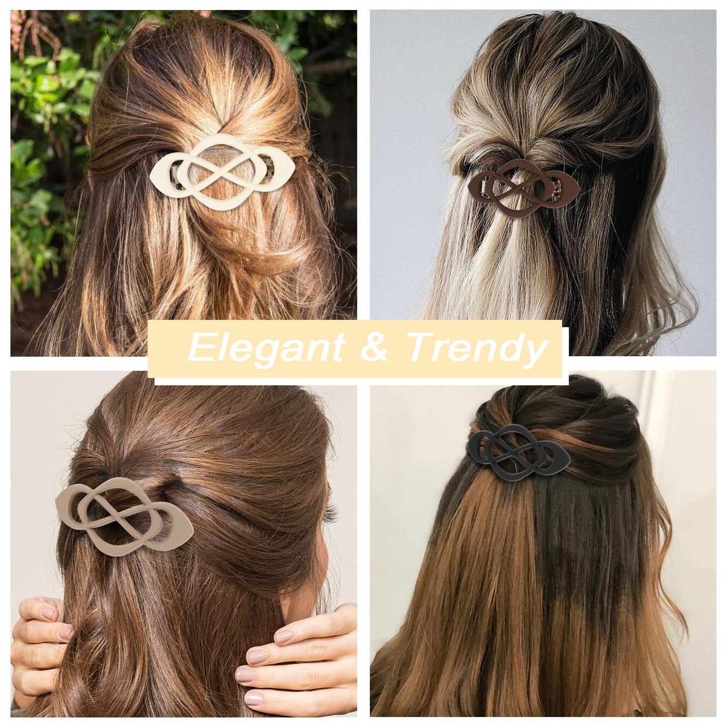Amariver 4packs Hair Clips French Hair Barrettes for Women Beige Khaki Brown Black Accessories for Women Girls Beauty and Personal Care Amariver