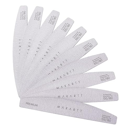 Makartt Nail File: Professional Nail Files, 100/180 Grit Emery Boards for Nails, 10 Pcs Zebra Doubled Sides Coarse Fingernail Filer for Acrylic