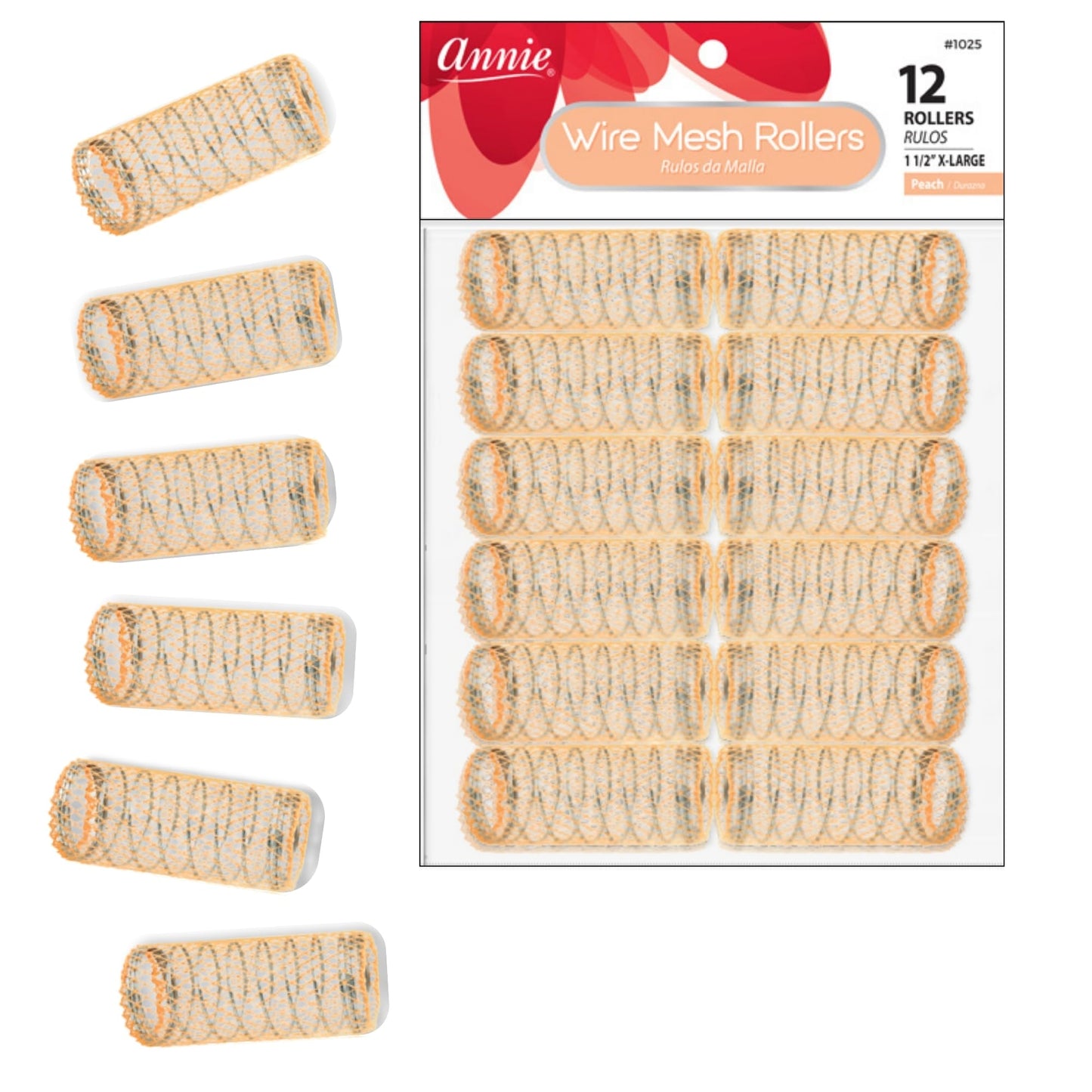 Annie 1-1/2" XL Wire Mesh Hair Rollers - 12 Pcs.