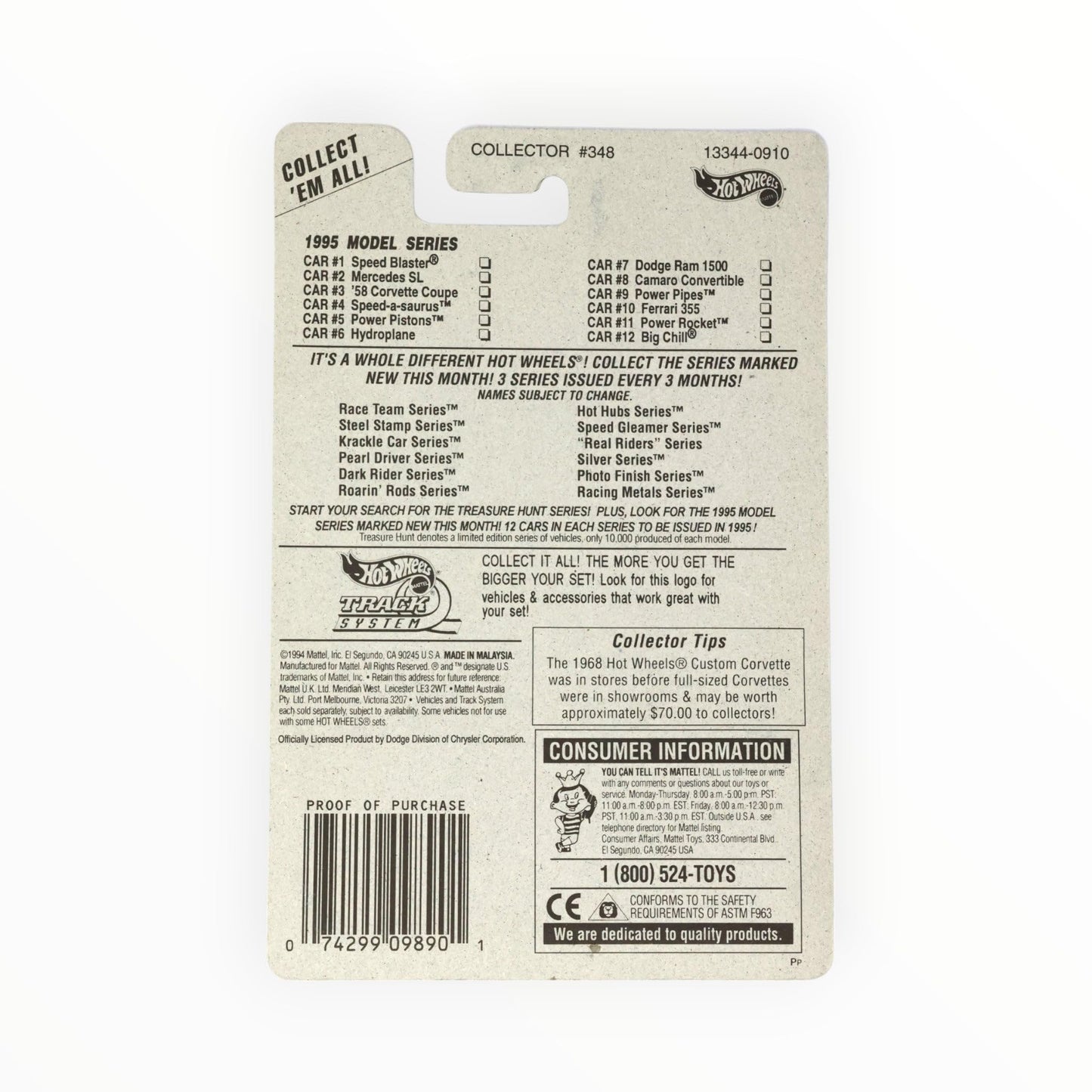 Hot Wheels 1994 1995 Model Series Dodge Ram 1500 7/12, Green