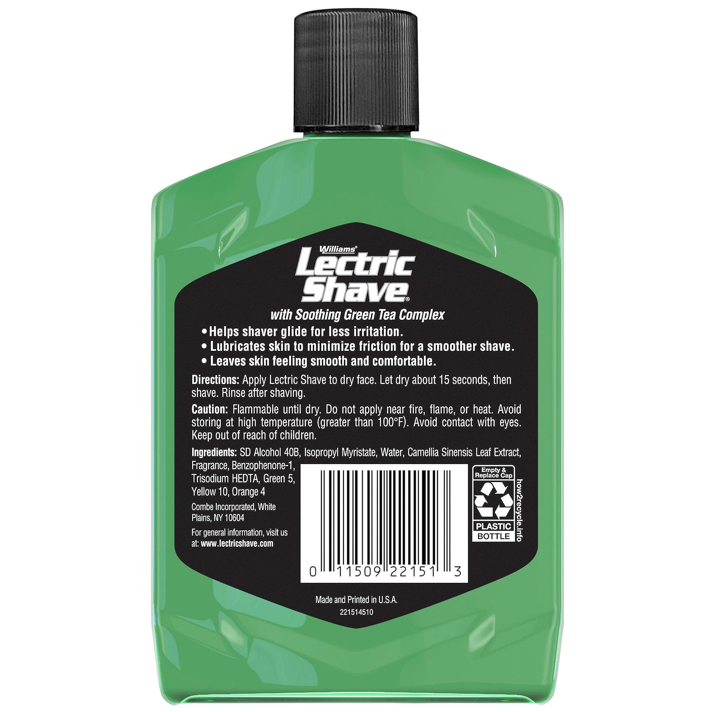 Williams Lectric Shave - Electric Razor Pre-Shave with Soothing Green Tea Complex, 7 fl oz (207 mL)