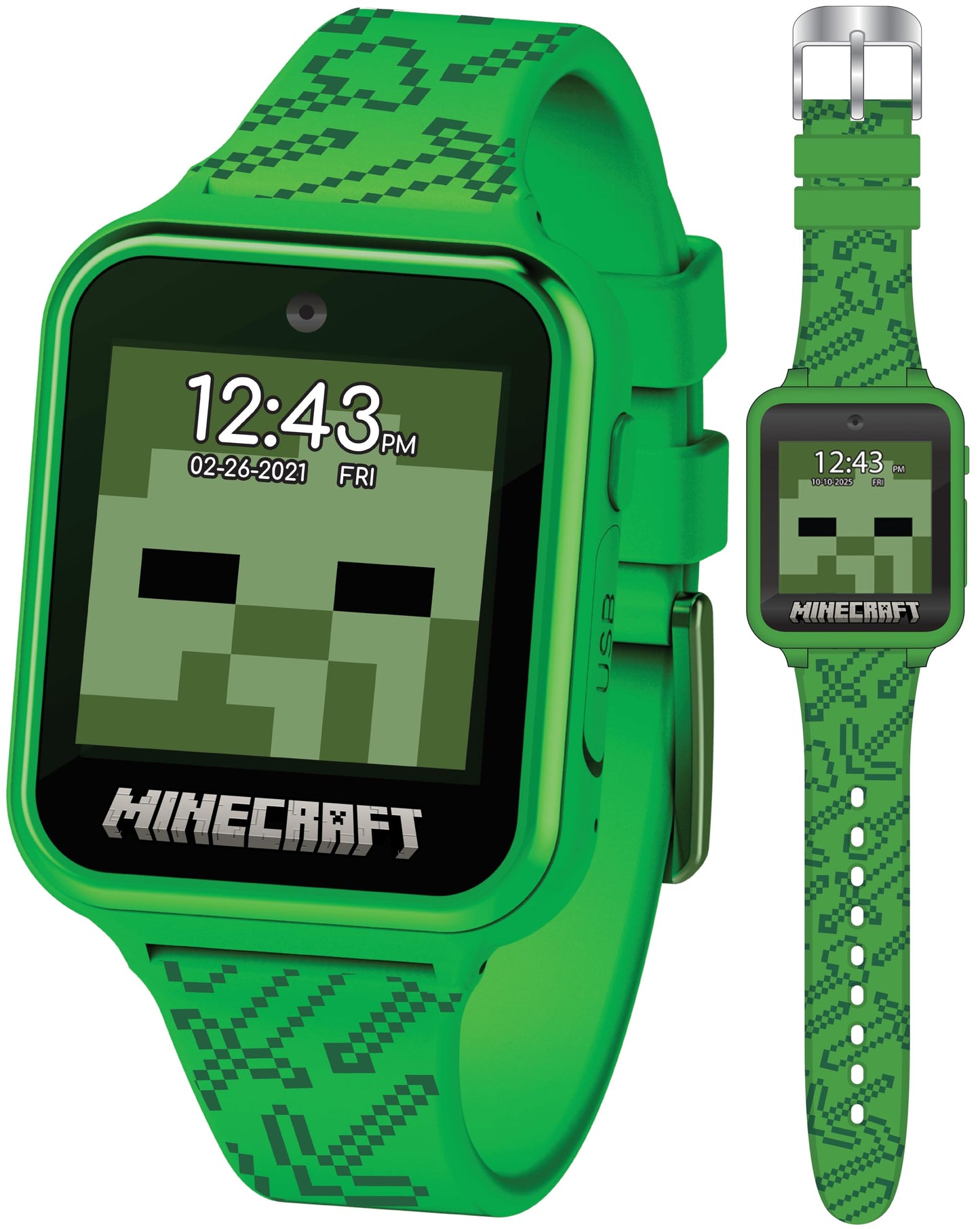 Minecraft Kids Smart Watch – Touchscreen with Camera, Video, Games, Alarm, Calculator, Pedometer & 10 Custom Clock Faces