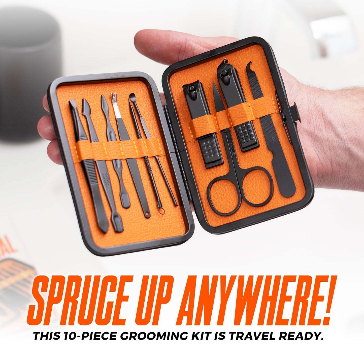 Wild Willies 10-Piece Pedicure & Manicure Kit for Men & Women - Includes Nail Clippers, Scissors, Tweezers, Files - Compact Travel Nail Grooming Kit