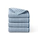 Town & Country Everyday 4-Piece Textured Windowpane Hand Towel Set, 20x30-Inch, 100% Cotton, Plush & Absorbent 550GSM, Blue