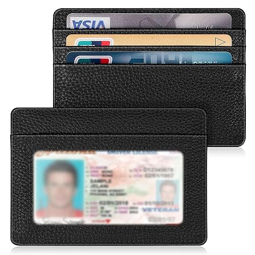 FINTIE Slim Minimalist Front Pocket Wallet, RFID Blocking Credit Card Holder Card Cases with ID Window for Men Women, Black