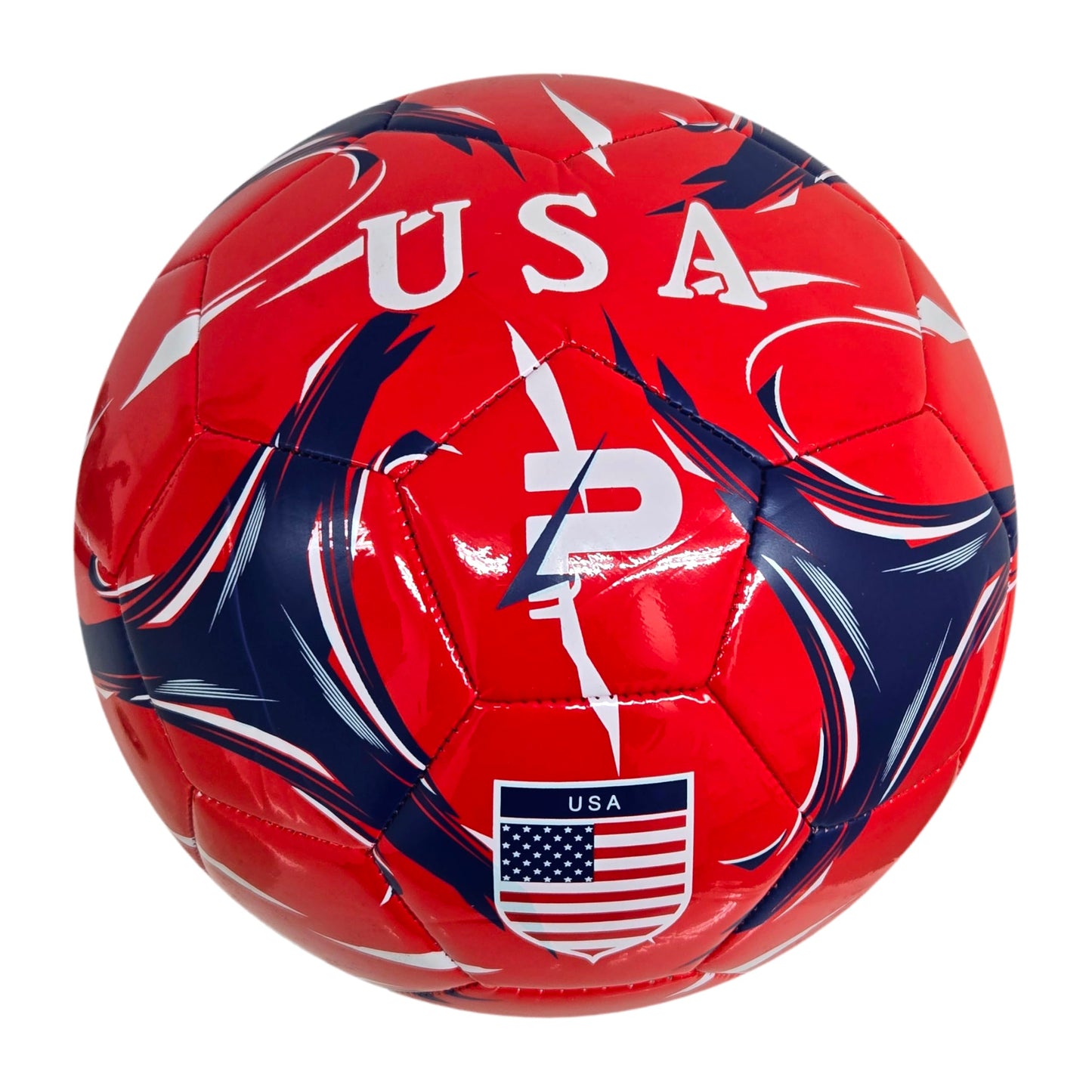 PLAYPRO Country Training Soccer Ball - Elite Edition - for All Ages - Size 2, 3, 4 and 5 (USA - RED, 5)