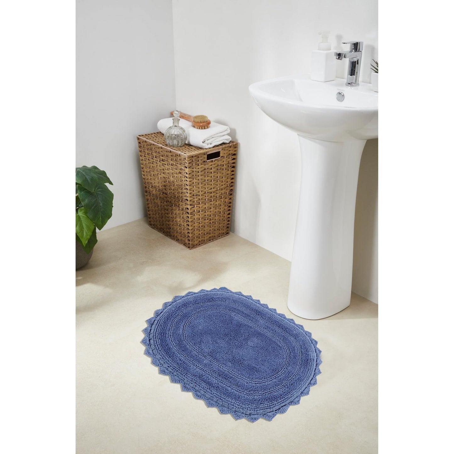 Better Trends Lilly Crochet 17x24 Oval Bath Rugs & Reversible Rugs, Bath mats for Bathroom, Luxurious 100% Cotton Bath Rug & Water Absorbent Bathroom…