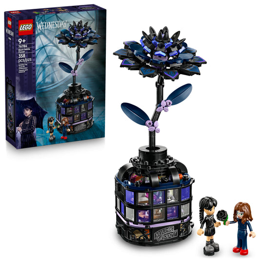LEGO Wednesday Black Dahlia Flower 76784, Building Toy with Wednesday Addams & Professor Minidolls, Gift Idea for Kids Ages 9+