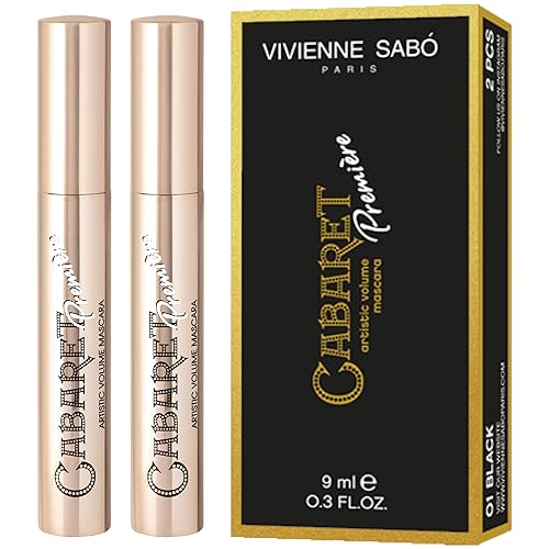 Vivienne Sabó Cabaret Premiere Black Mascara, Volume and Length, Defining, Curling, No Flaking, No Clumping, Smudge Proof, Washable, Cruelty-Free