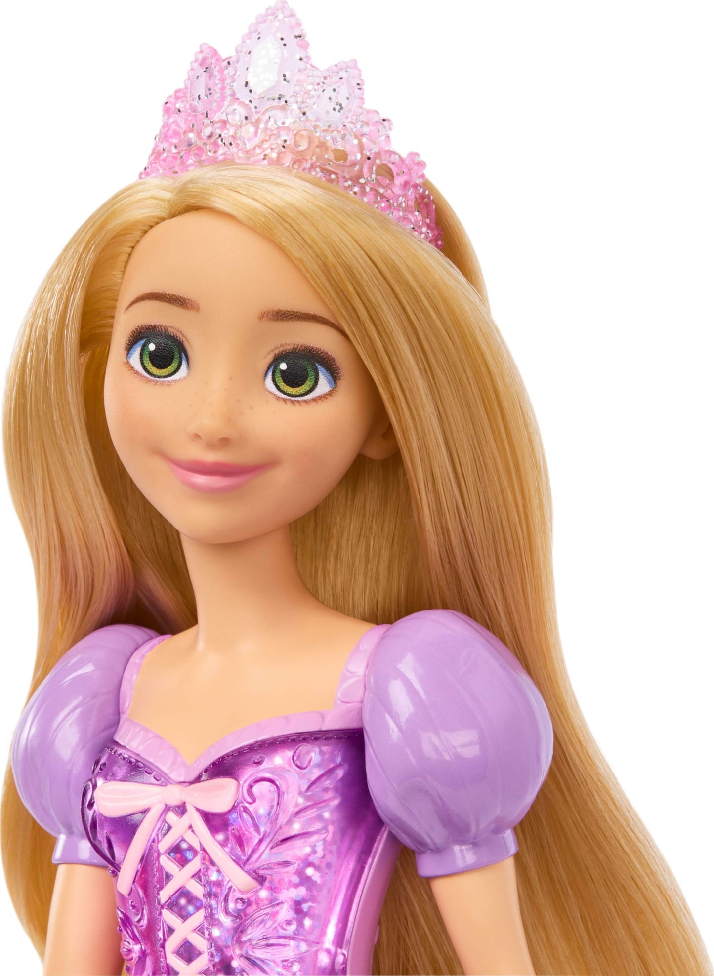 Mattel Disney Princess Toys, Rapunzel Fashion Doll, Sparkling Look with Blonde Hair, Blue Eyes & Tiara Accessory, Inspired by the Movie Tangled