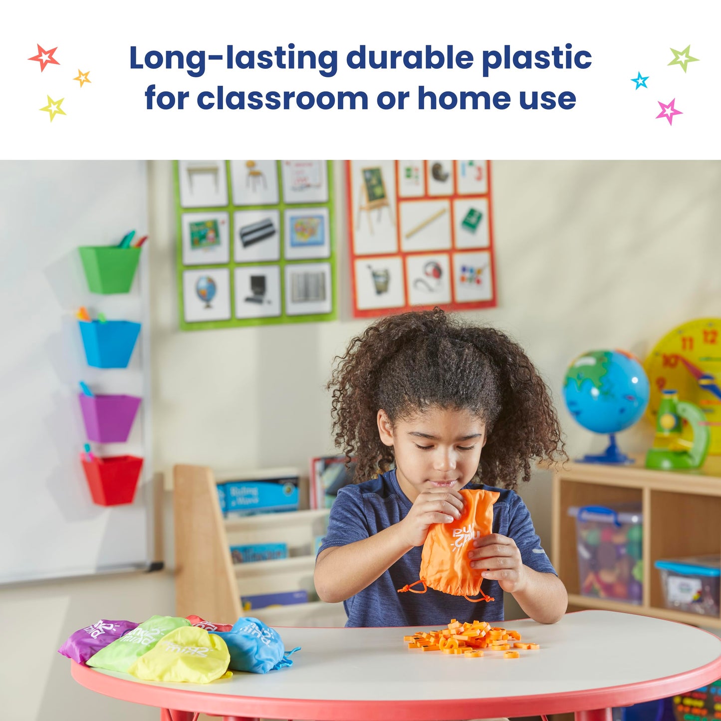 hand2mind Rainbow Lowercase Magnetic Letters – Set of 6 Plastic Alphabet Magnets for Kids, Classroom, Kindergarten Word Building & Learning