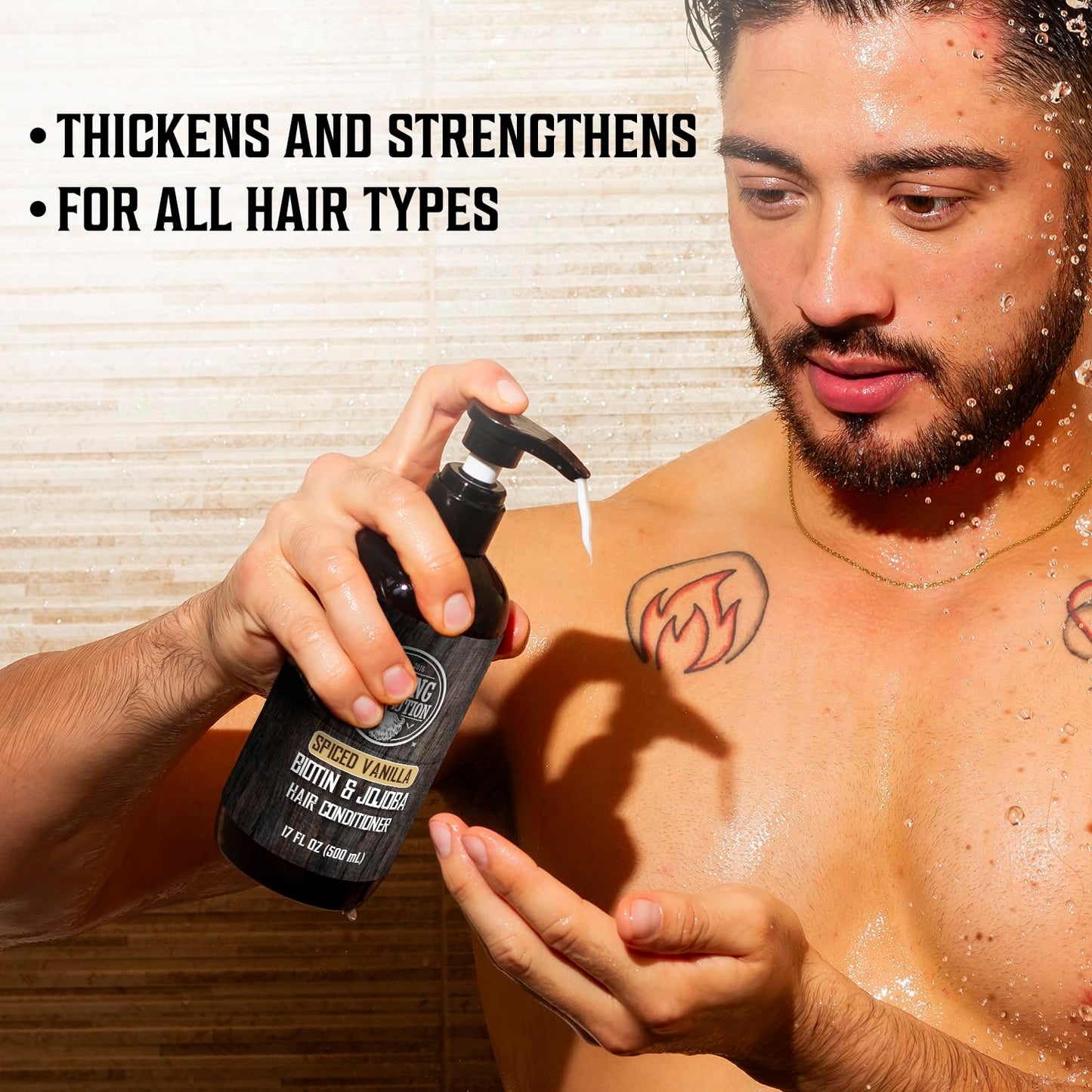 Viking Revolution Spiced Vanilla Mens Shampoo and Conditioner Set with Biotin and Jojoba Oil - Natural Hair Shampoo and Hair Conditioner for Men