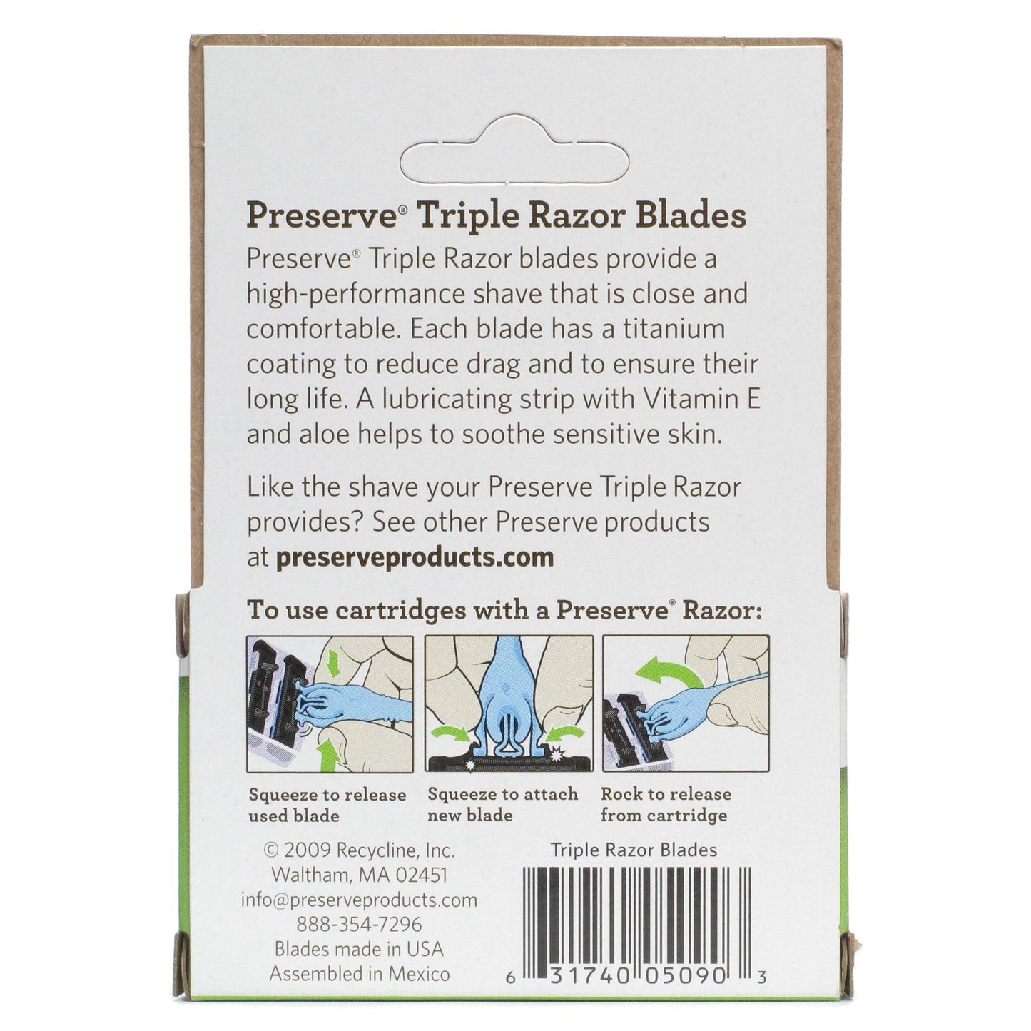 Preserve PRE-5091P2 Triple Razor Replacement Blade44; 4-Pack. This multi-pack contains 2 packs. Beauty and Personal Care Preserve