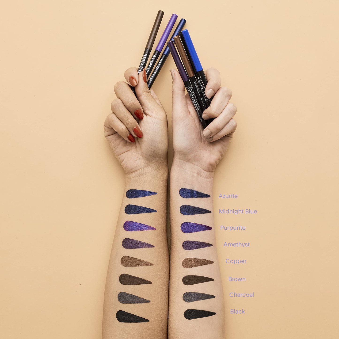 Marcelle 2-in-1 Retractable Eyeliner, Purpurite, Waterproof, Easy-To-Smudge, Smokey Eye, Long-Lasting 12h, Fragrance-Free, Hypoallergenic