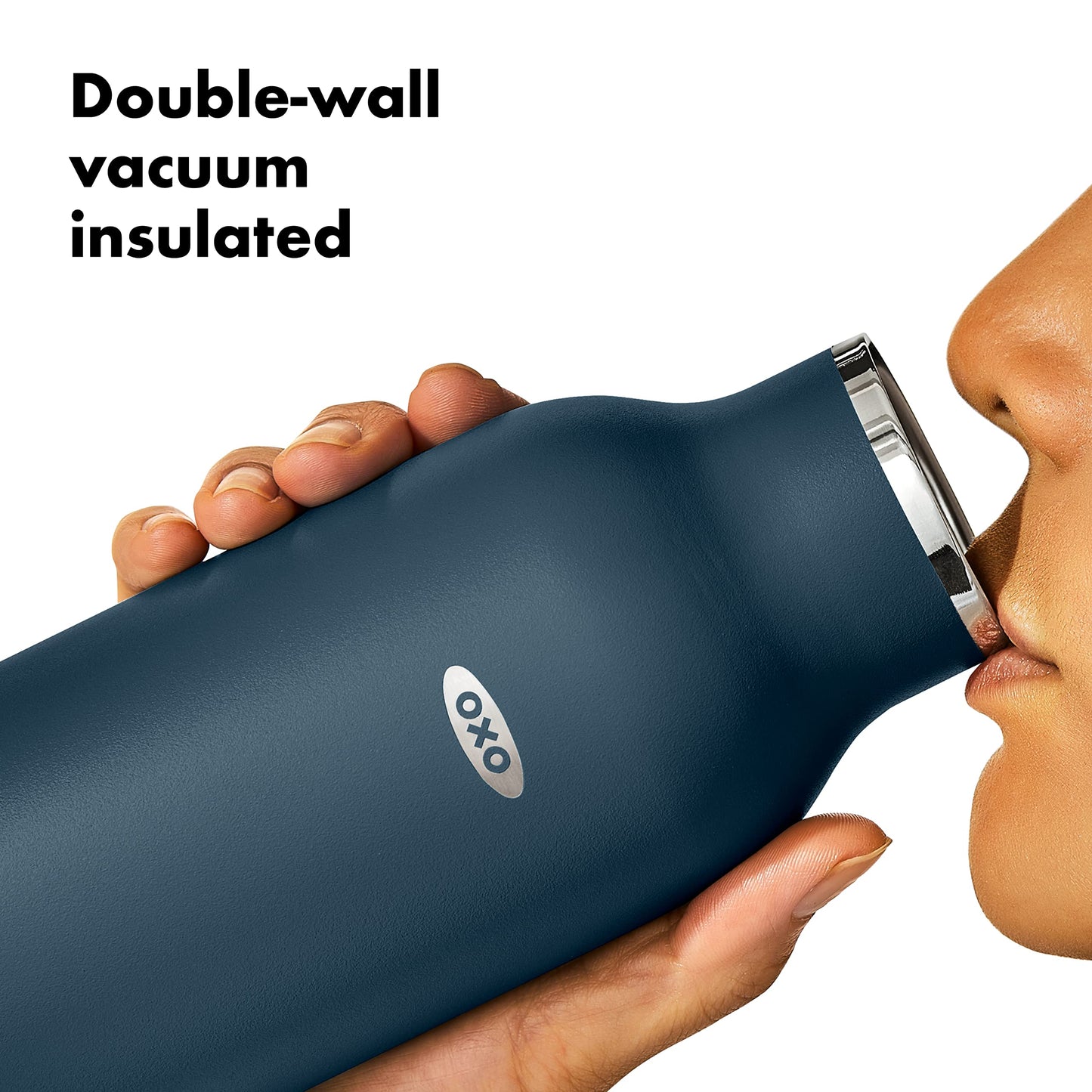 OXO Strive 24oz Insulated Water Bottle with Standard Lid - Dark Cobalt