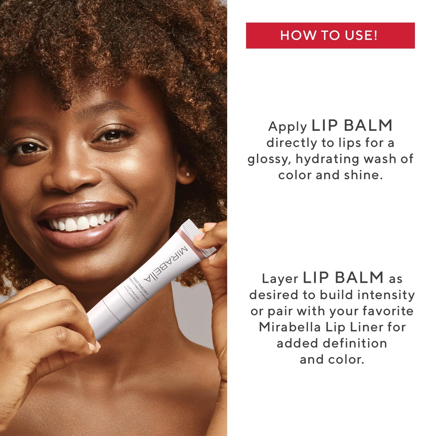 Mirabella Tint Theory Hydrating Lip Balm - Glossy Tinted Lip Balm with Vitamin E, Jojoba & Sunflower Oil | Moisturizing, Non-Sticky Shine for Everyday