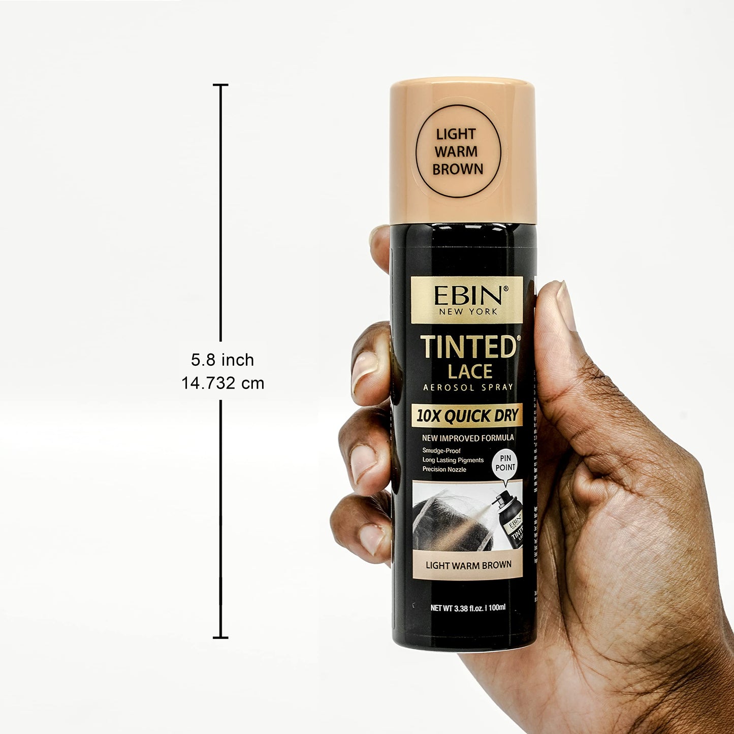 EBIN NEW YORK Tinted Lace Spray - 3.38oz/ 100ml, Medium Dark Brown | Fast Drying, Water Resistant, No Residue, Even Application, Skin-Matching Tone