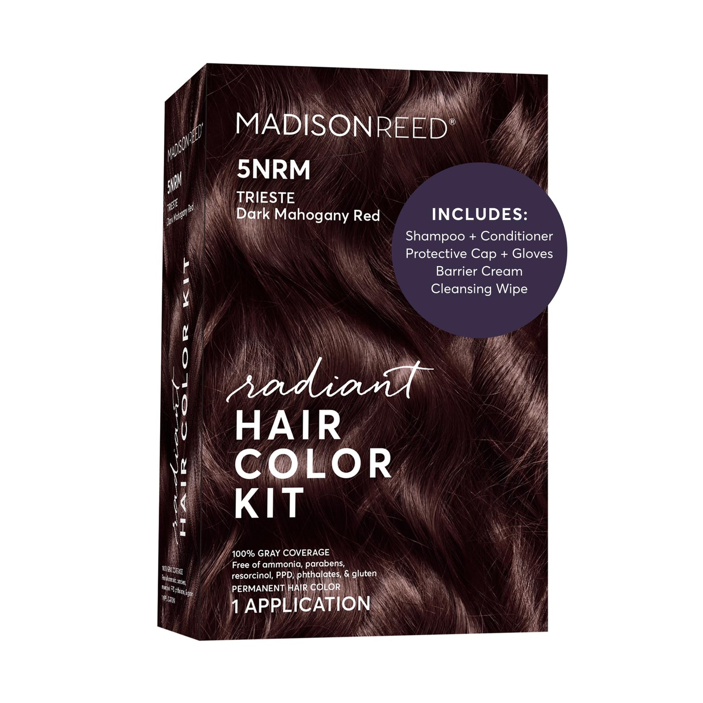 Madison Reed Radiant Hair Color Kit, Permanent Hair Dye, 100% Gray Coverage, Ammonia-Free, Trieste Red 5NRM Dark Mahogany red, Pack of 1