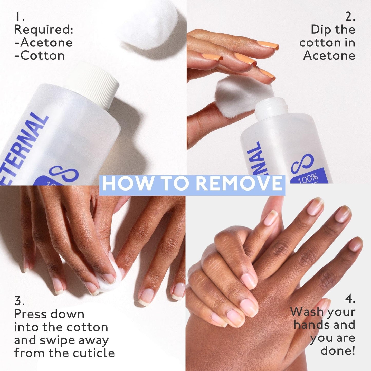 Eternal Gel Polish Remover for Nails - 100% Acetone Nail Polish Remover | Pure Acetone To Remove Acrylic Nails, Natural, Glue, Gel, Acrylic & Dip |