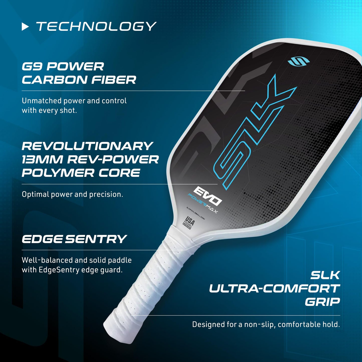 Selkirk Sport SLK Evo Power MAX Pickleball Paddle by Selkirk Sport | G9 Power Carbon Fiber Pickleball Paddle with SpinFlex Surface and Rev-Hybrid…