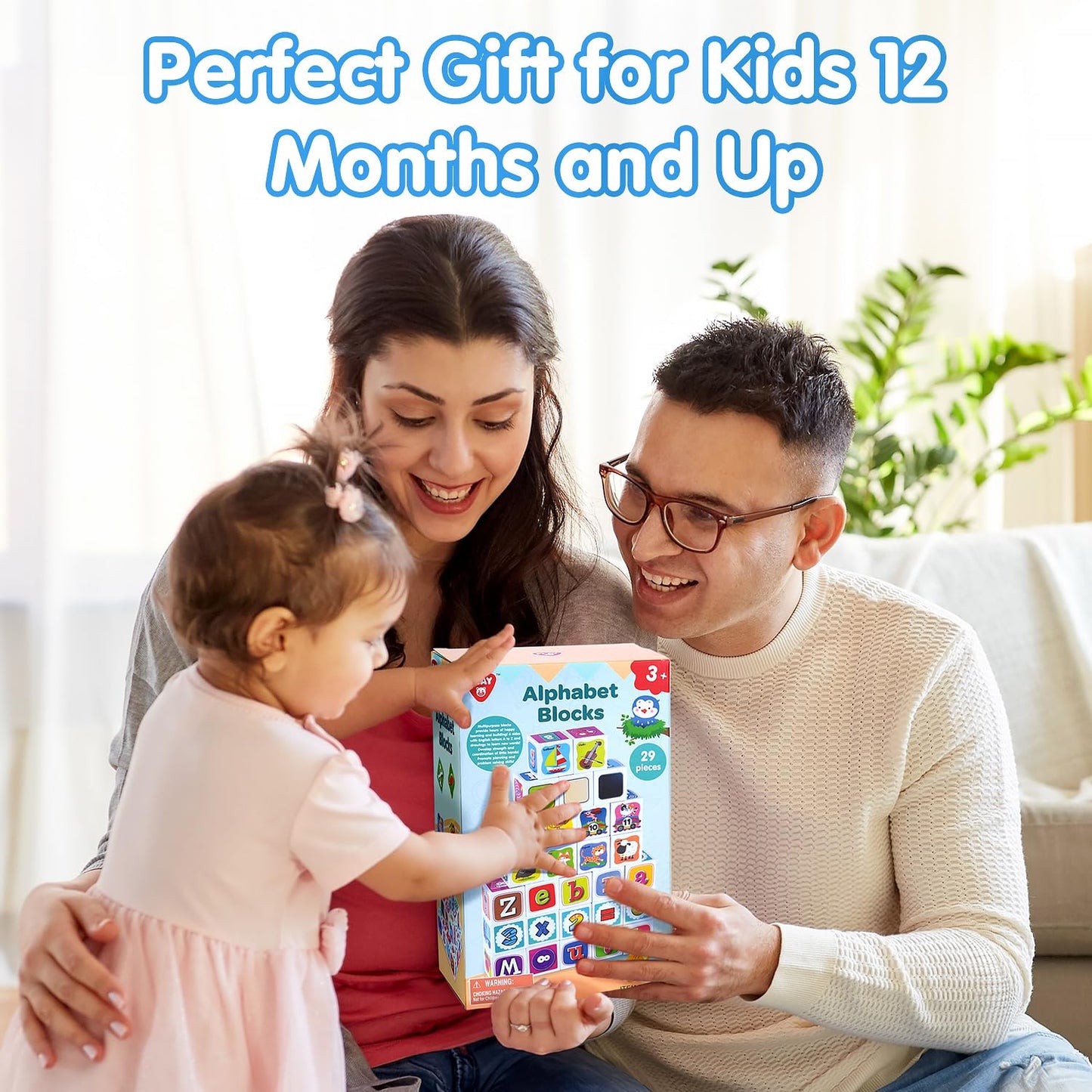 PLAY ABC 28pcs Toddler Building Blocks – Plastic Alphabet & Number Stacking Set, Montessori Preschool Learning Toys for Kids Ages 1-3