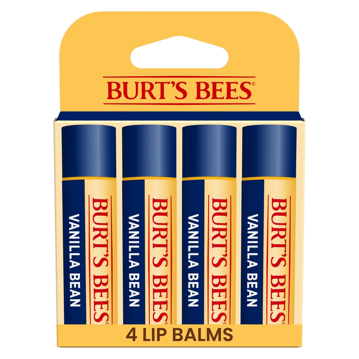 Burt's Bees 100% Natural Moisturizing Lip Balm, Vanilla Bean - 4 Tubes