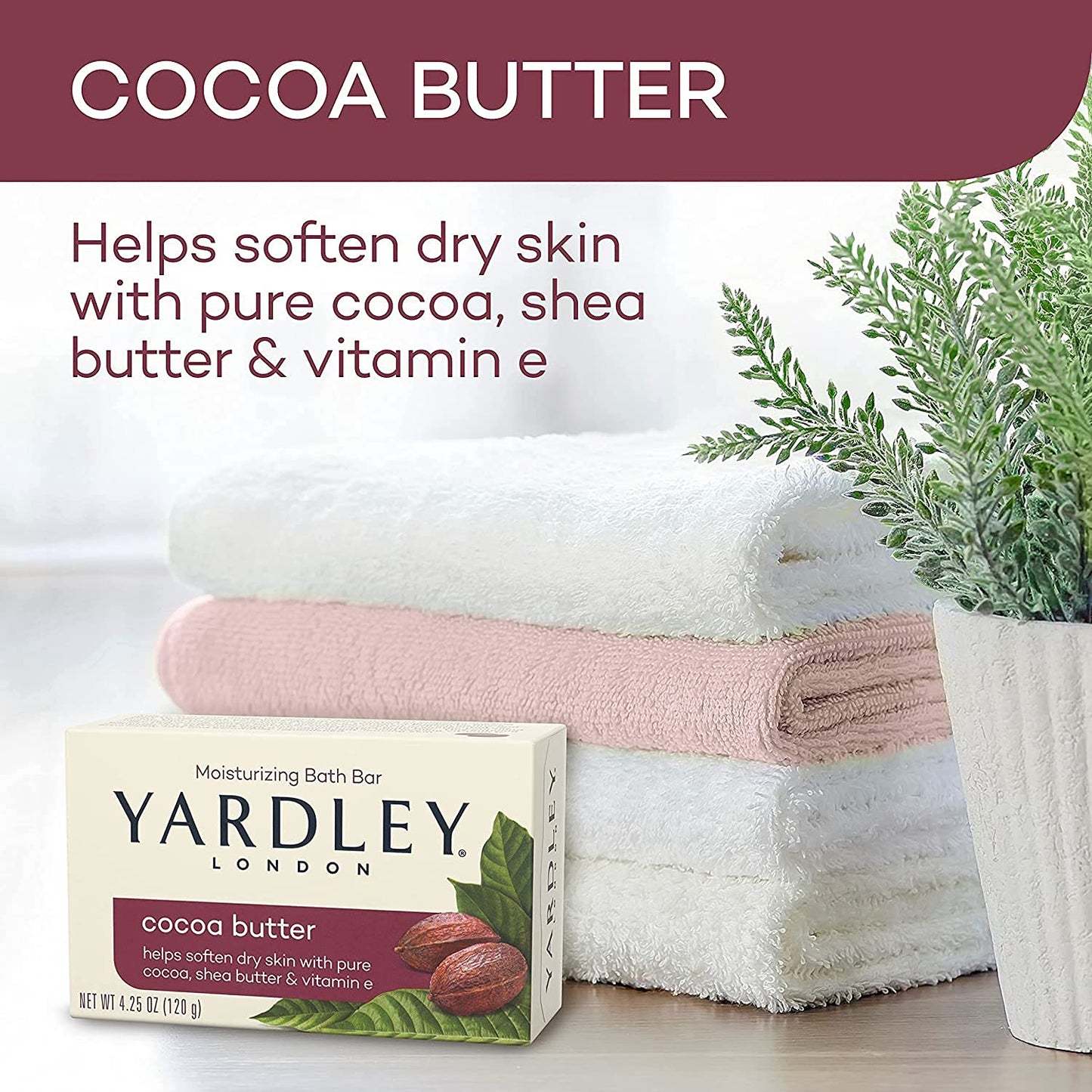 Yardley Moisturizing Bar Cocoa Butter 4.0 oz (Pack of 5)