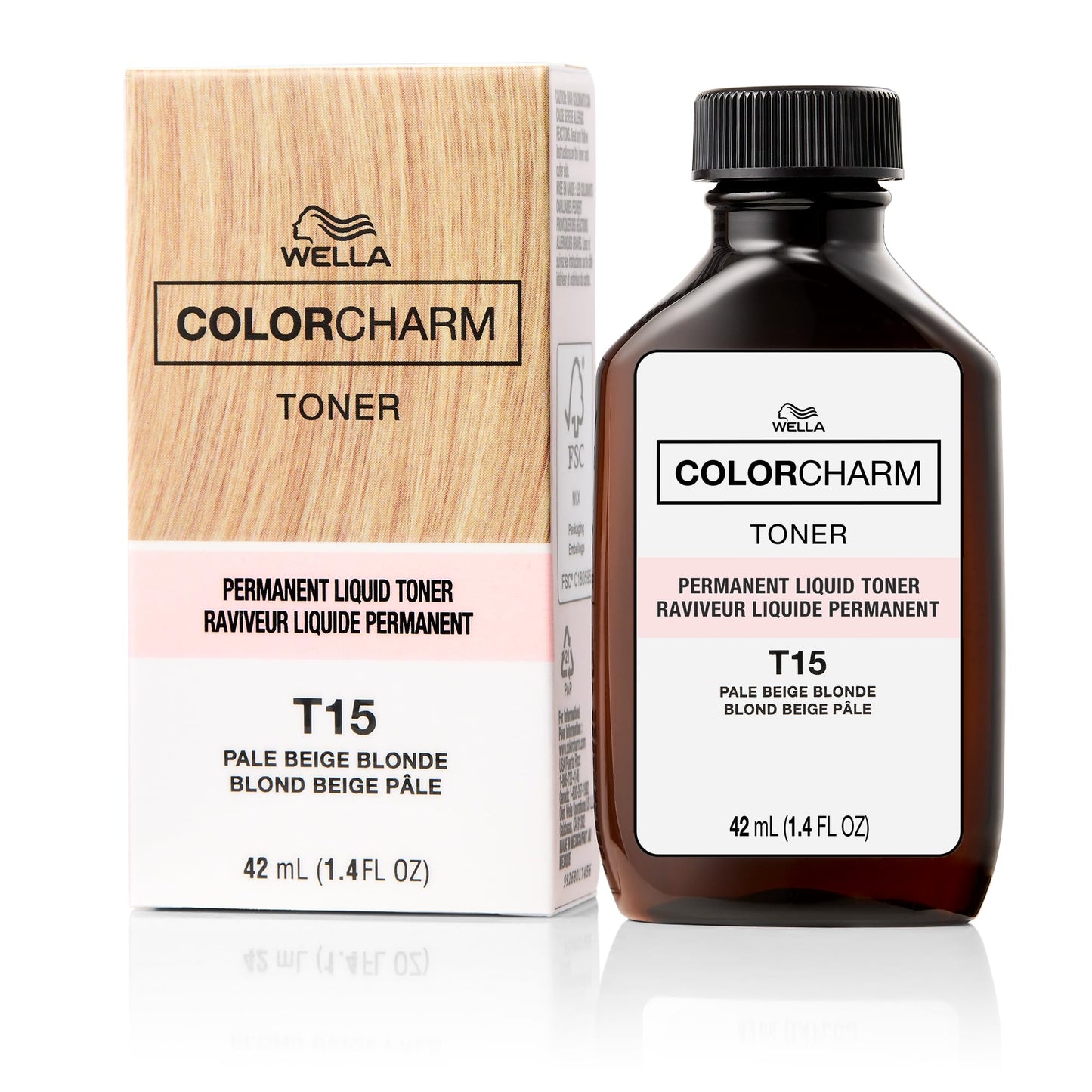 COLORCHARM Permanent Liquid Toners | Neutralize Brass | Free of Parabens | Vegan | T15 Pale Beige Blonde | 1.4 Fl Oz