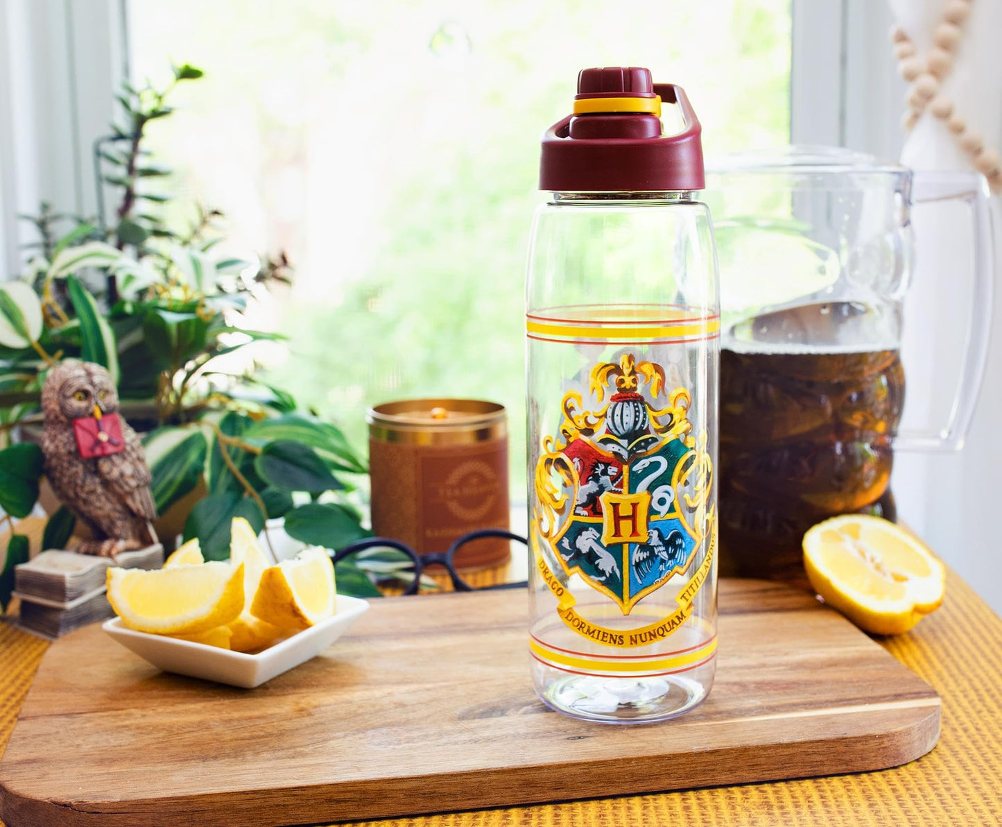 Harry Potter Hogwarts Anime Plastic Water Bottle With Screw-Top Handle Lid | Large Plastic Sports Jug | Holds 28 Ounces