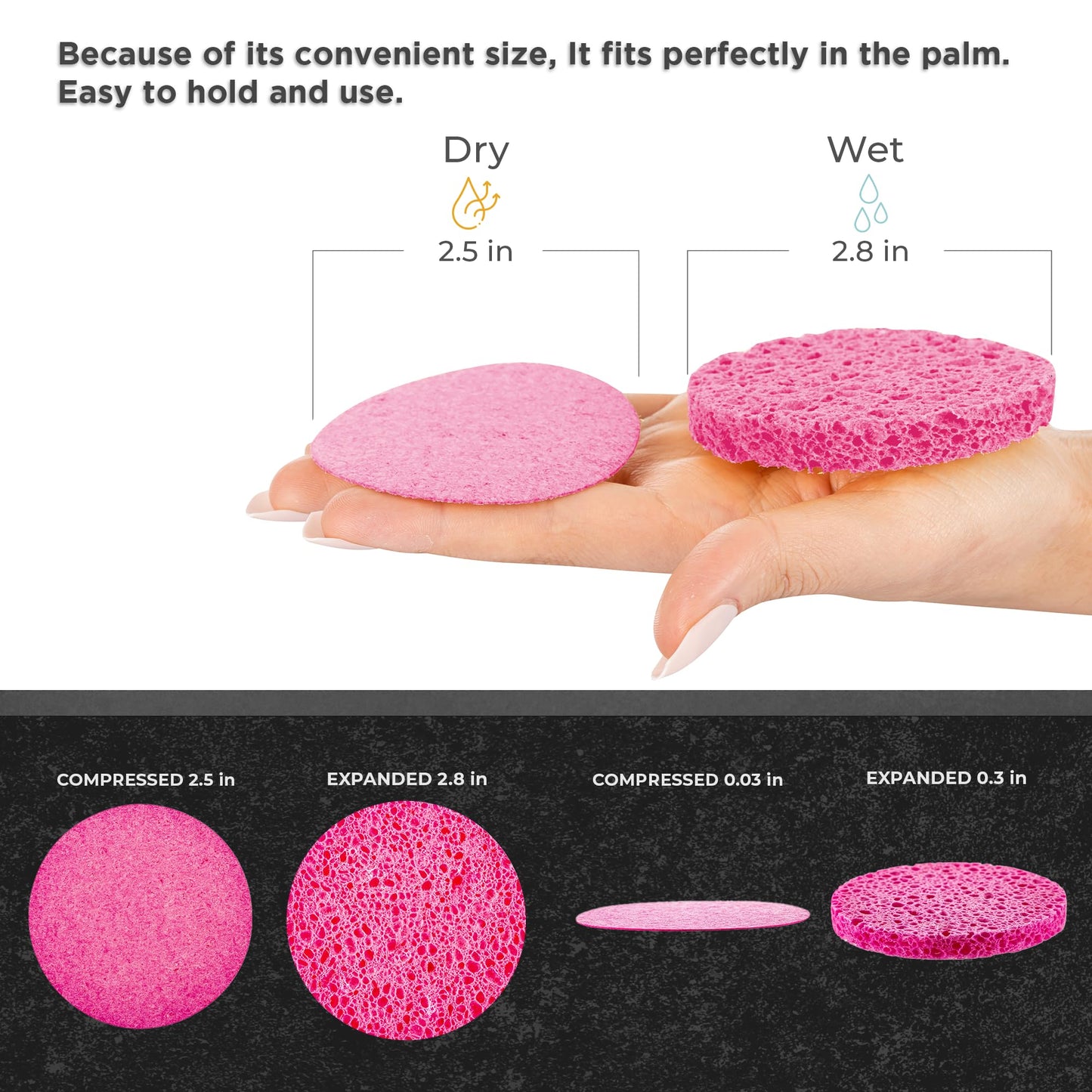 TiwinTi 60 Count Compressed Facial Sponges - Natural Wood Pulp Round Esthetician Face Sponges for Cleansing, Daily Face Washing, Exfoliating Makeup