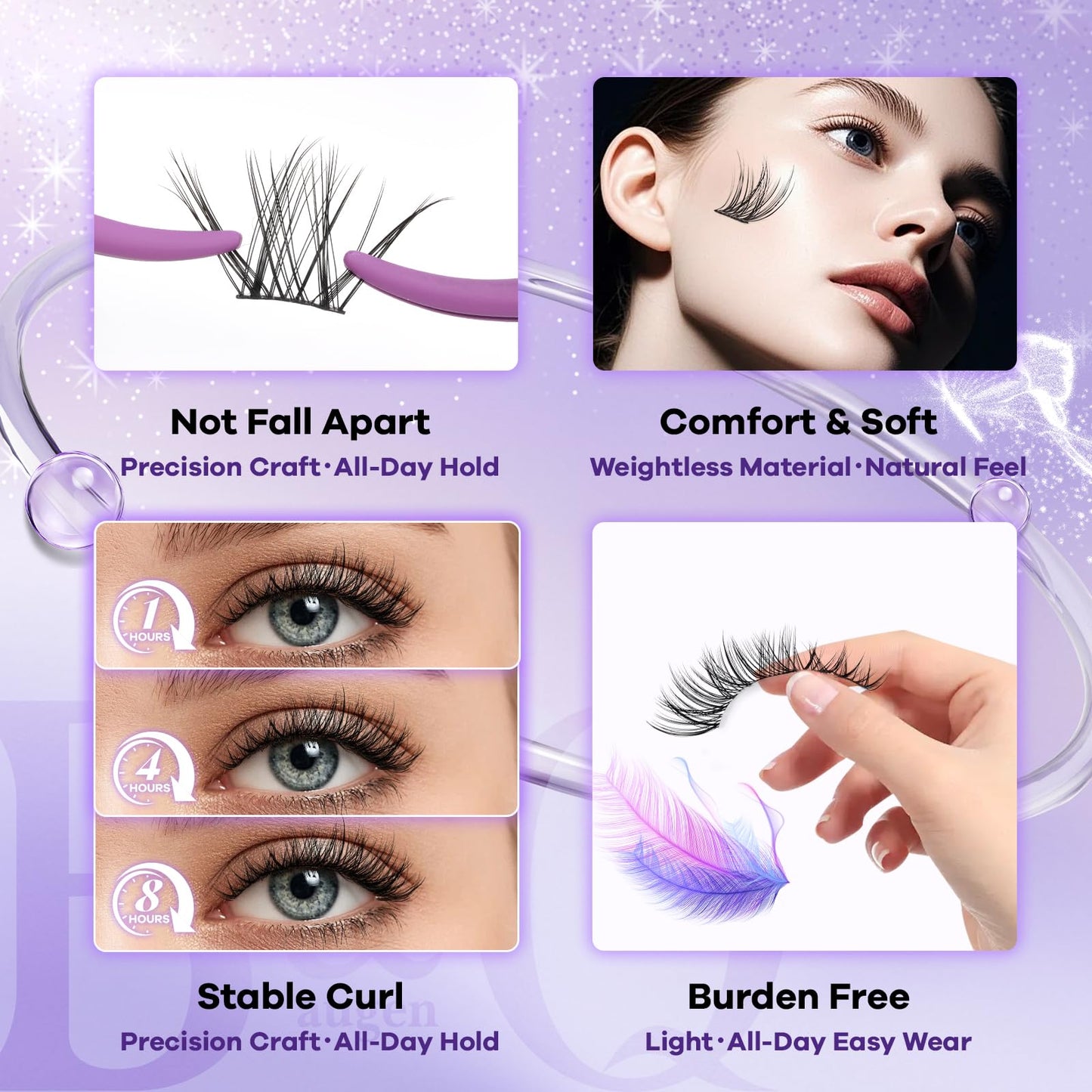 B&Q Natural Lash Clusters 01 - Cluster Eyelash Extensions, Pestañas Postizas Naturales Style Eyelashes Comfort Fit - Day-to-Night Natural Effect Beauty and Personal Care B&Qaugen