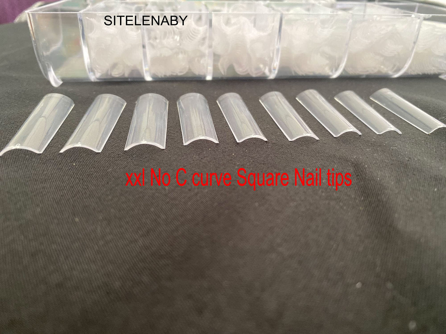 No C Curve Square Nail Tips XXL?Acrylic Nail Tips Square,SITELENABY 500 pcs Clear Fake Nails for Nail Salons,Nail Tech Must Have