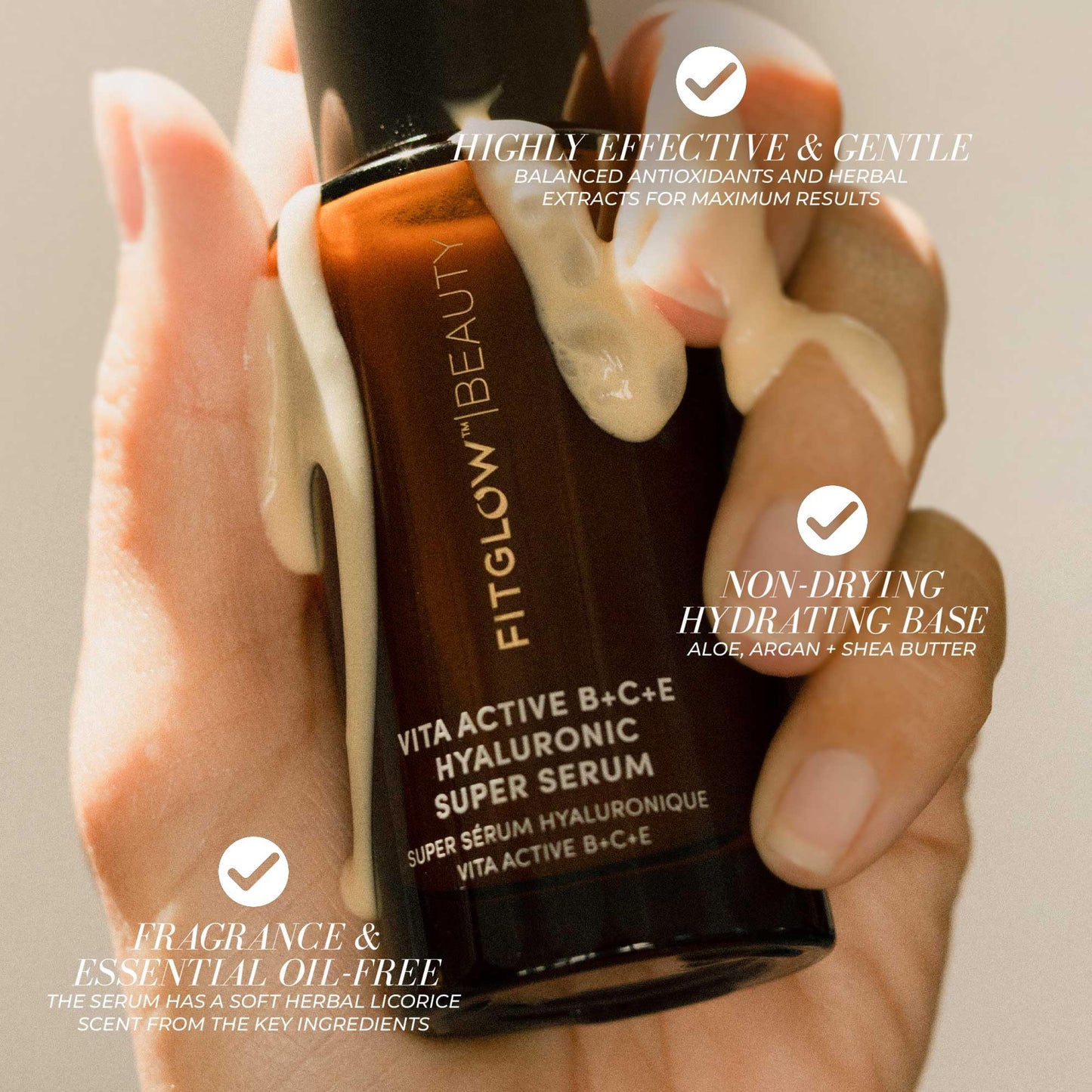 Fitglow Beauty Vita Active B+C+E Hyaluronic Super Serum | Radiance-Boosting & Anti-Aging | Evens Tone, Improves Luminosity, Firms & Enhances Beauty & Personal Care FITGLOW