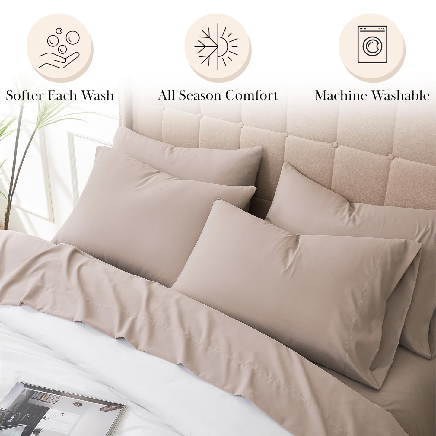 Southshore Fine Living, Inc. Premium Collection, 6-Piece, Deep Pocket Sheet Set, Easy Care, Shrinkage Free Sheet Set with 1 Flat Sheet, 1 Fitted