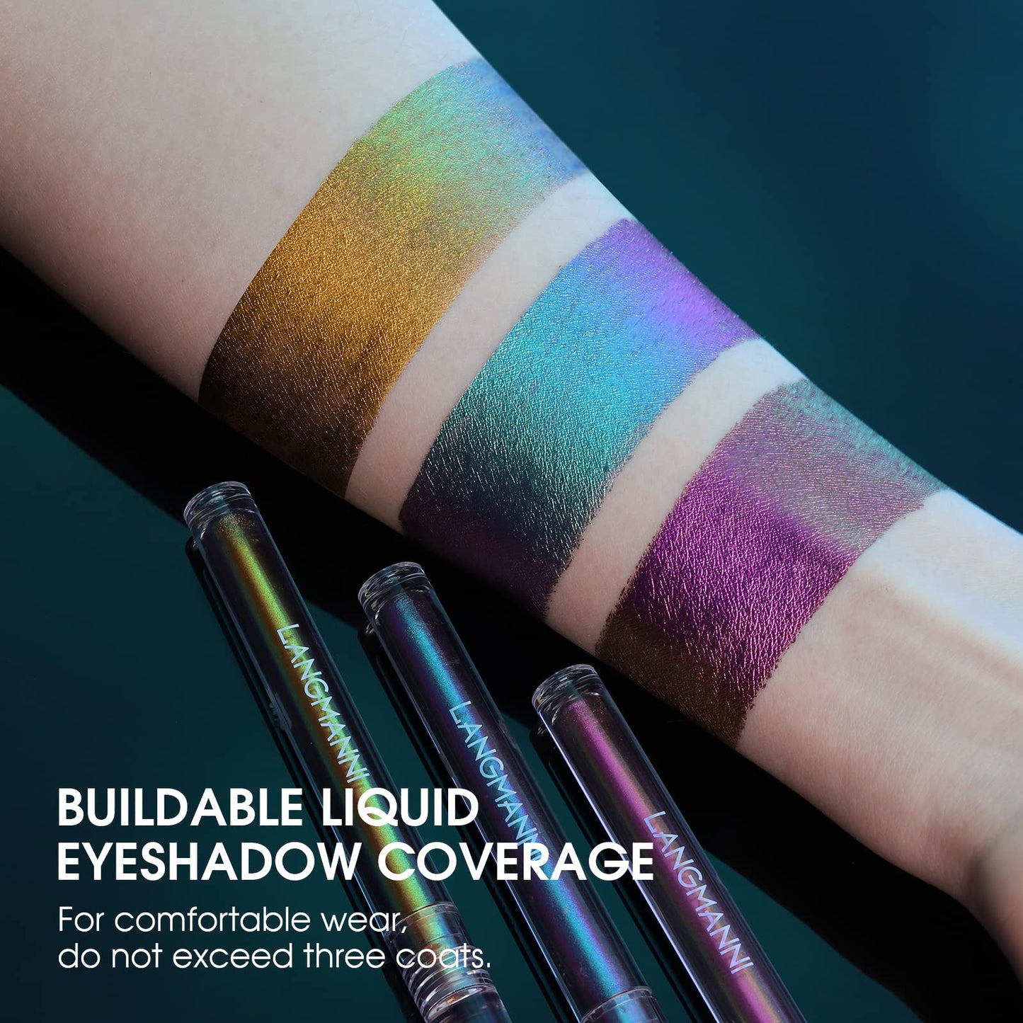 Jolilab Metallic Liquid Chameleon Eyeshadow, Multi-Dimensional Eye Looks, Long-lasting Holographic Glitter Multichrome Eyeshadows Makeup