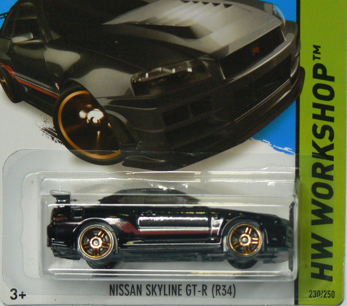 Hot Wheels Then and Now 2014 Hw Workshop Black Nissan Skyline Gt-R (R34) 230/250
