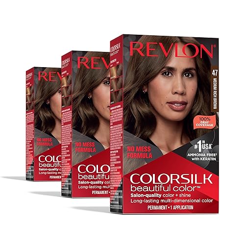 Revlon Colorsilk Beautiful Color Permanent Hair Color, (OLD VERSION) 47 Medium Rich Brown (Pack of 3)