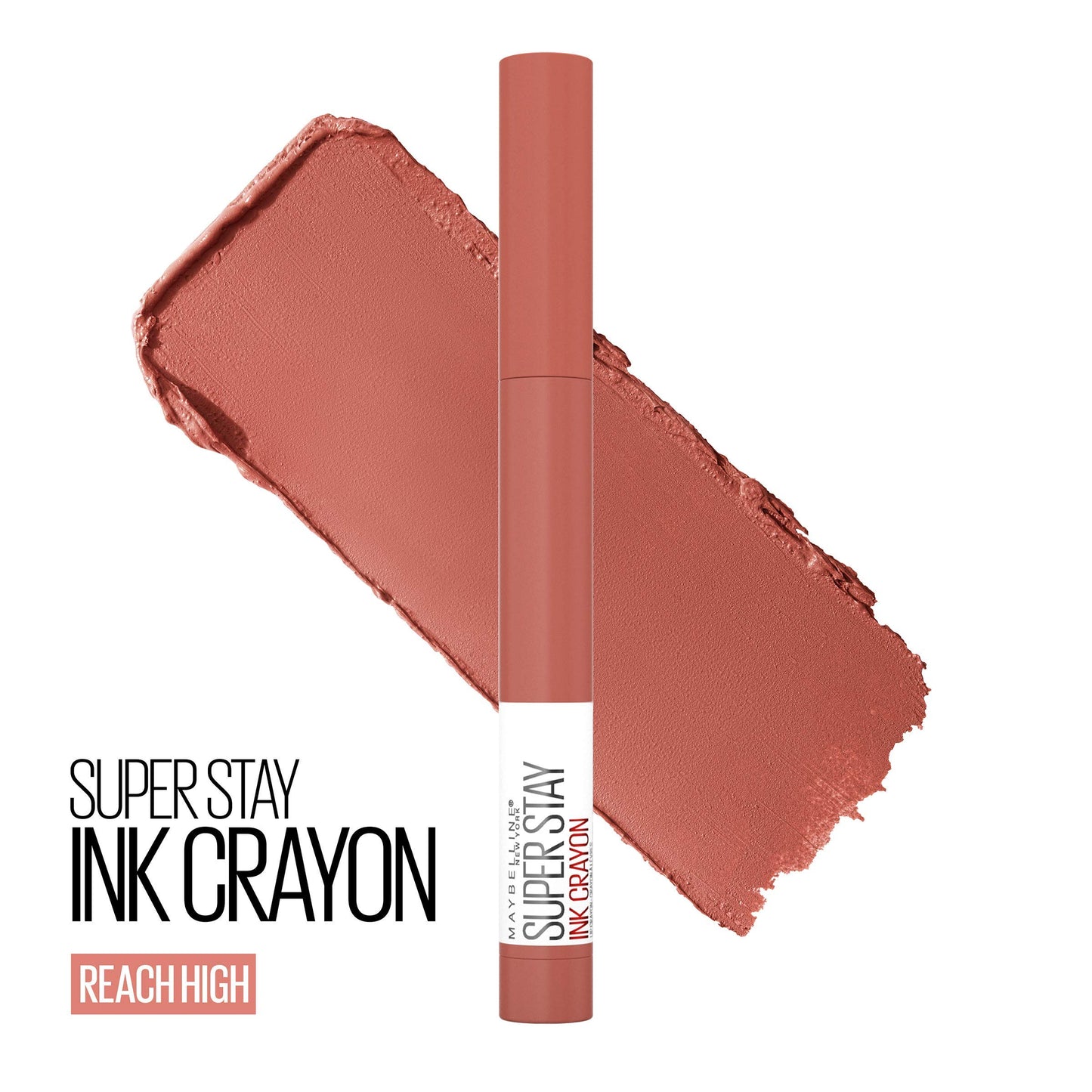 Maybelline Super Stay Ink Crayon Lipstick Makeup, Precision Tip Matte Lip Crayon with Built-in Sharpener, Longwear Up To 8Hrs, Reach High, Rosey
